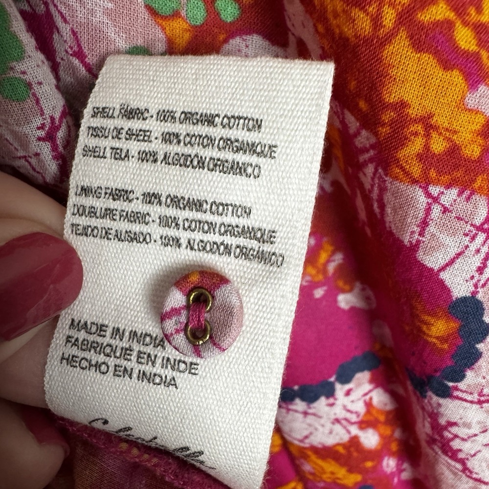 Cleobella Rohita Kaftan Dress‎ Pink Midi Shift Floral Cotton Size L NO BELT Pink - Picture 11 of 12